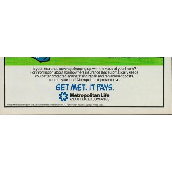 1985 Metropolitan Life Vintage Print Ad f/ Snoopy and Woodstock (L20) - Picture 3 of 3